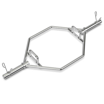 56 Olympic Hex Bar, Foldable Barbell Trap Bar with Knurled Handles