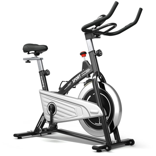 Indoor Exercise Cycling Bike, Smooth Belt Drive Stationary Bike W/ Heart Rate, LCD Monitor