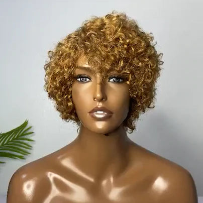 2025 New Super Natural Short Curly  Wig 100%  Hair
