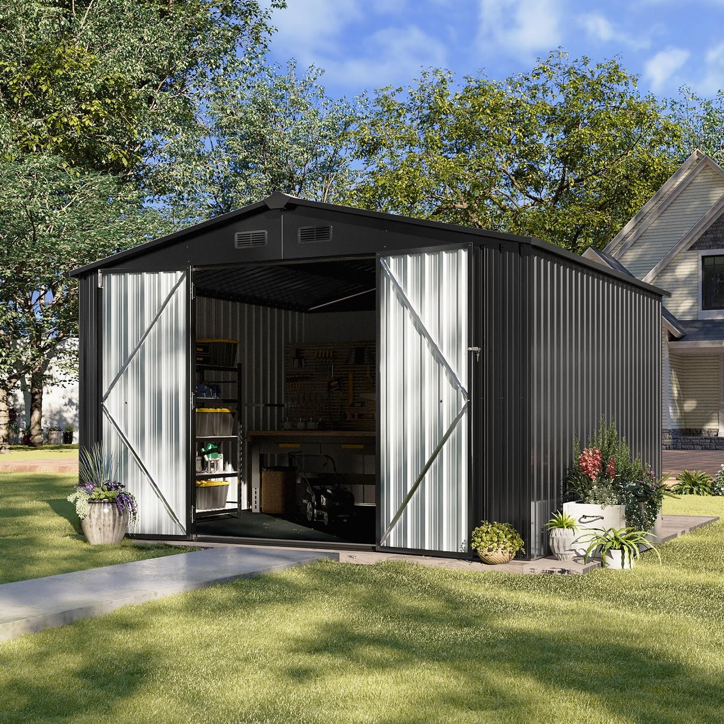 Metal Storage Shed House with Air Vent