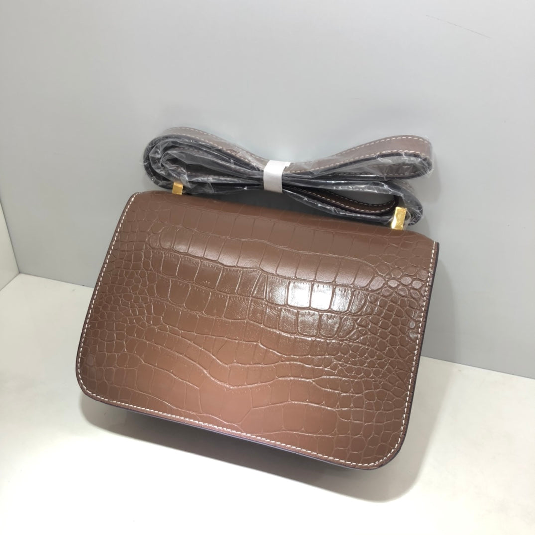 Hermes Goyard Constance Crocodile Leather Pattern Cross Body Bag