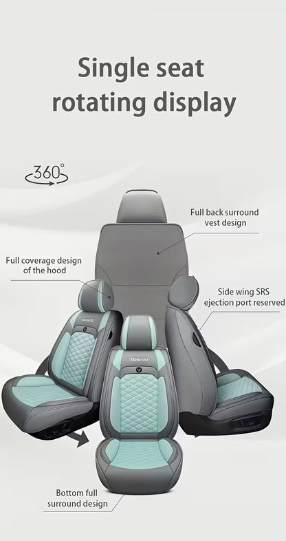 [Stylish Car Seat Cover] DENEGO Quilted Car Seat Cover | Cartoon Design, Full Coverage, Faux Leather & Mesh Fabric, 1 Seat/Five Seat Option, Stylish & Comfortable, Luxury