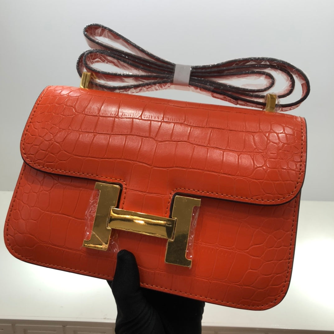 Hermes Goyard Constance Crocodile Leather Pattern Cross Body Bag