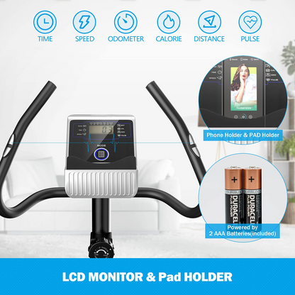 Goplus Magnetic Stationary Upright Exercise Bike, Indoor Cycling Bike w/ 8-level Resistances