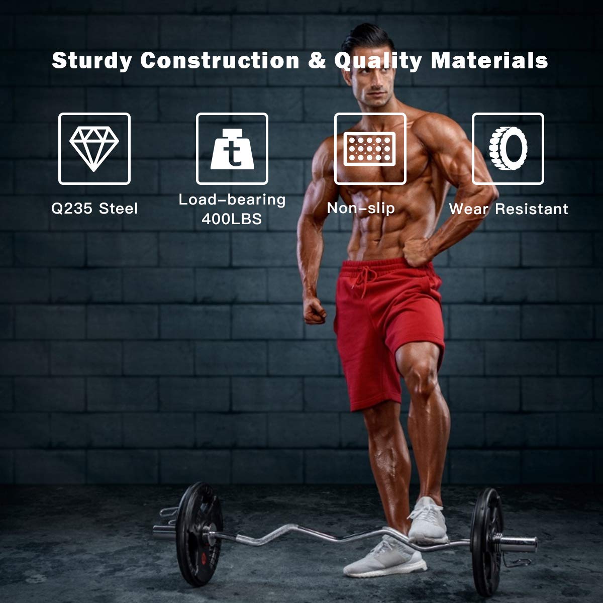 400Lbs Olympic EZ Curl Bar for Strength Training, 48 Solid Steel Barbell Weight Lifting Bar