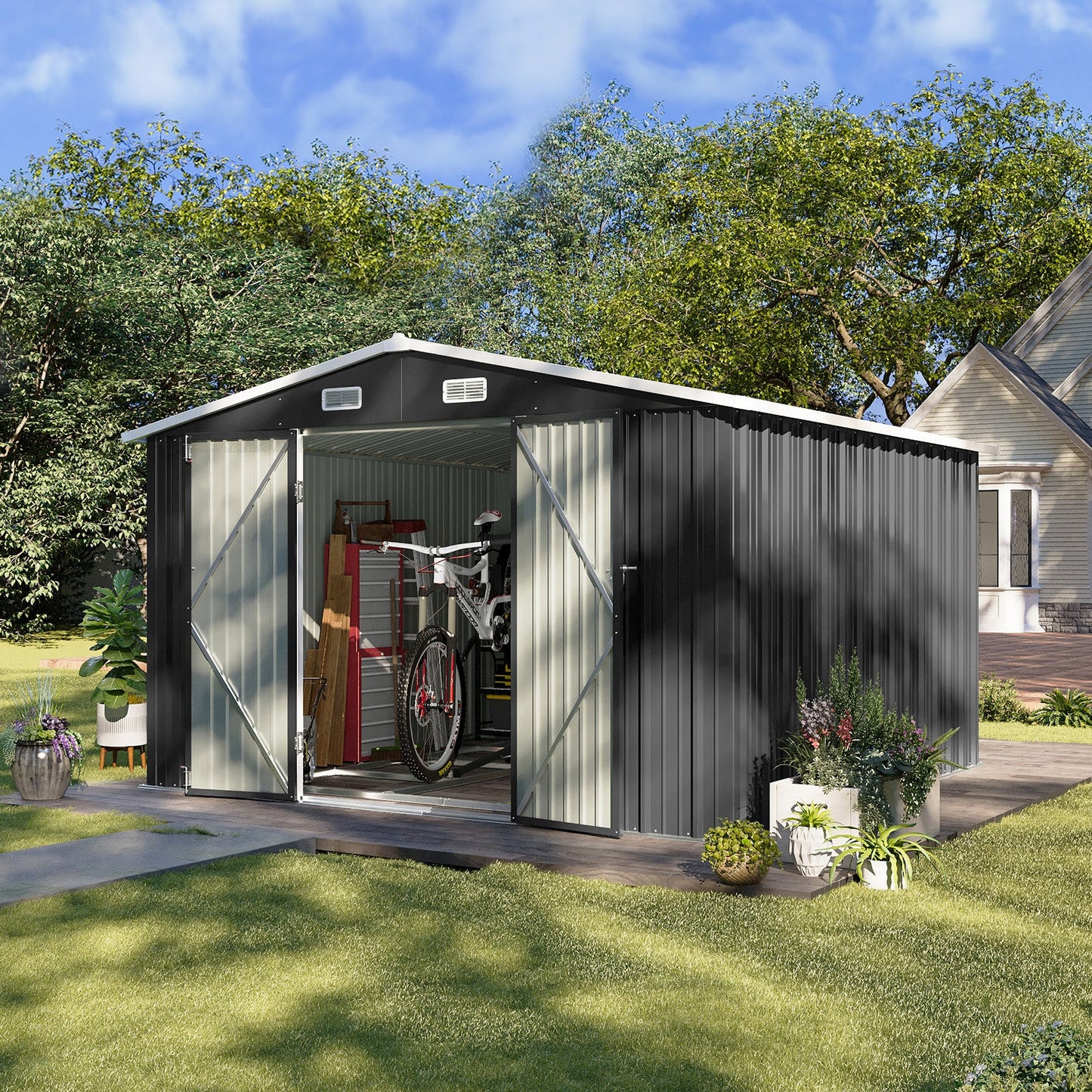 Metal Storage Shed House with Air Vent