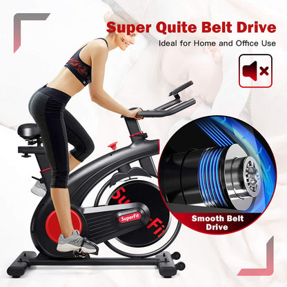 Indoor Cycling Bike, Silent Belt Drive Exercise Bike with Phone Holder
