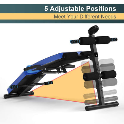 6 in 1 Adjustable Sit Up Bench, Foldable Utility Weight Bench