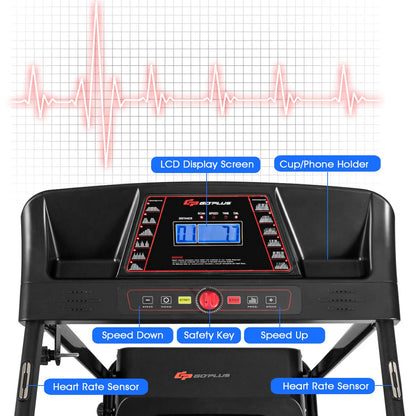 Electric Folding Treadmill, Adjustable Incline and Low Noise Design