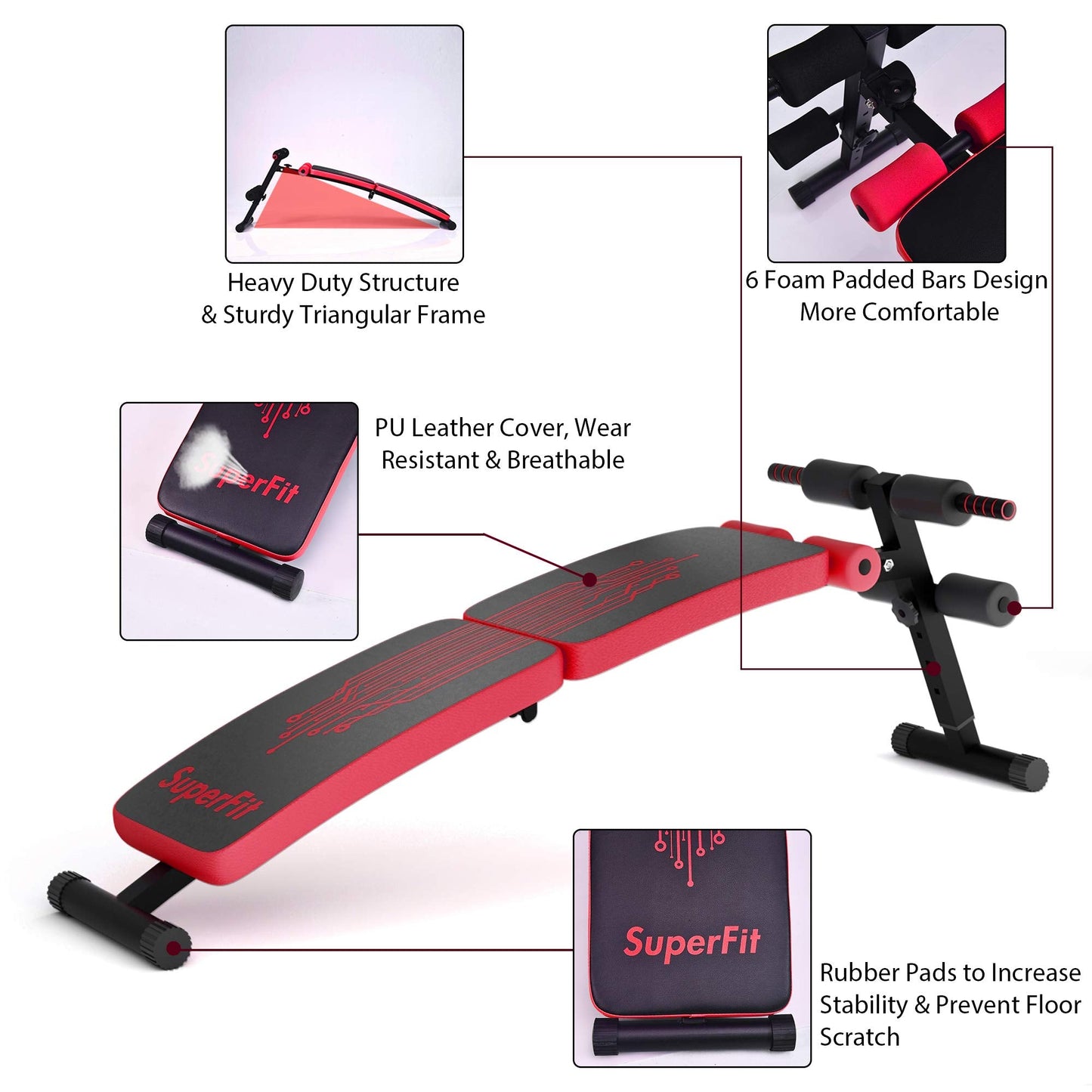 Sit Up Bench Adjustable, Foldable Abdominal Training Workout Slant Bench