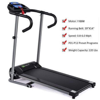 Electric Folding Treadmill with LCD Display and Heart Rate Sensor