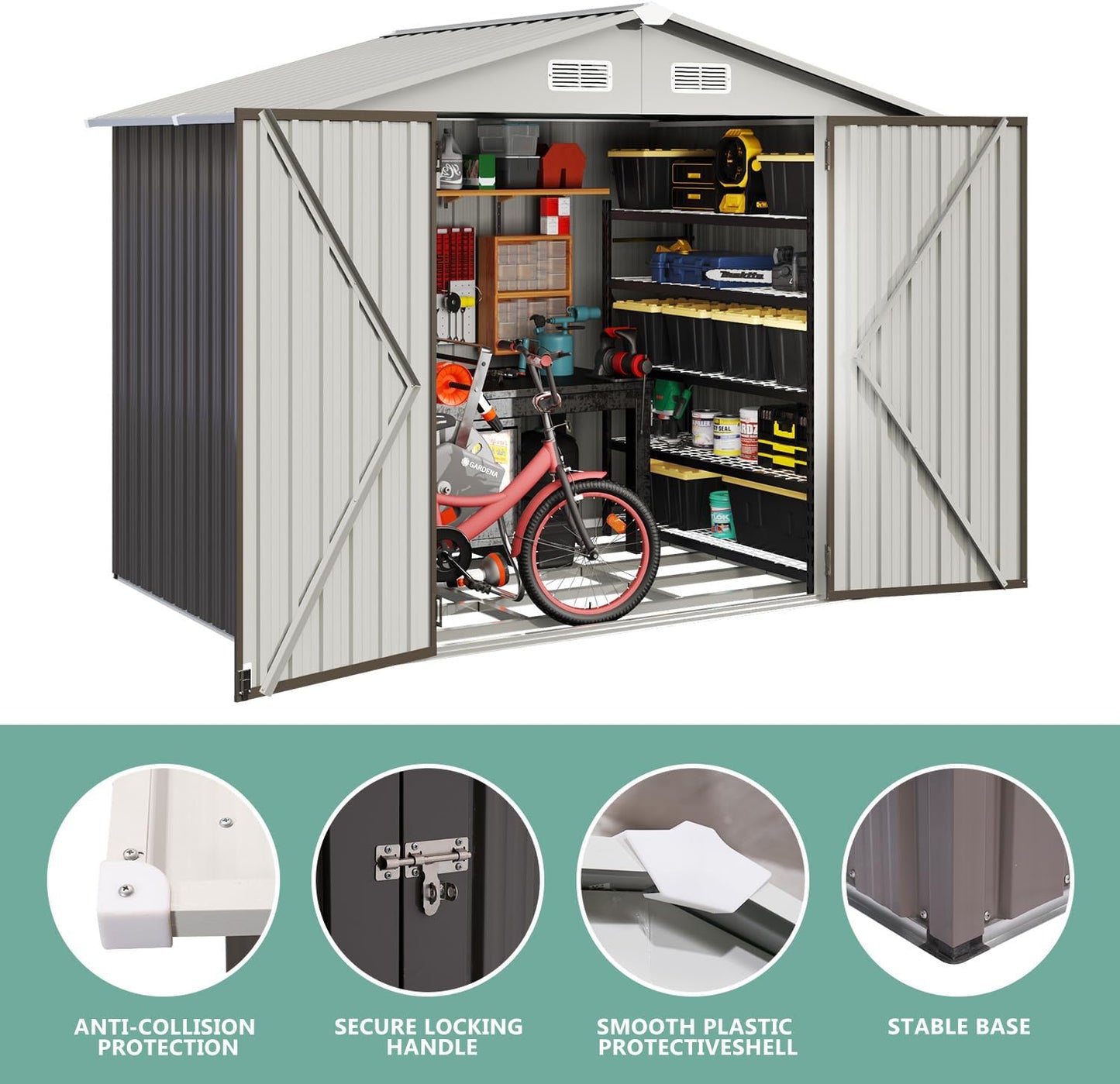 Metal Storage Shed House with Air Vent