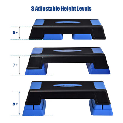 30'' Aerobic Stepper with Risers, 5 x 7 x 9 Levels Height Adjustable