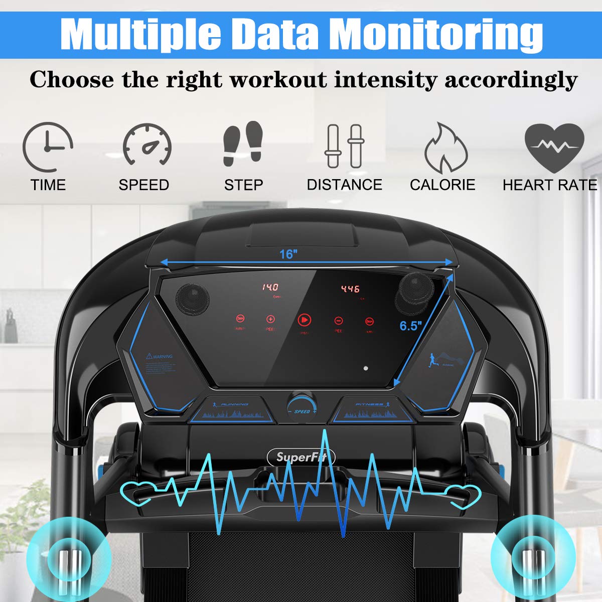 Folding Treadmill, Superfit Electric Portable Treadmill