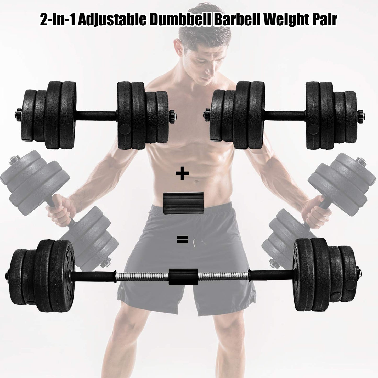 Adjustable Dumbbell Barbell Weight Pair 66 lbs