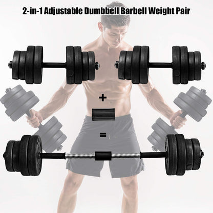 Adjustable Dumbbell Barbell Weight Pair 66 lbs