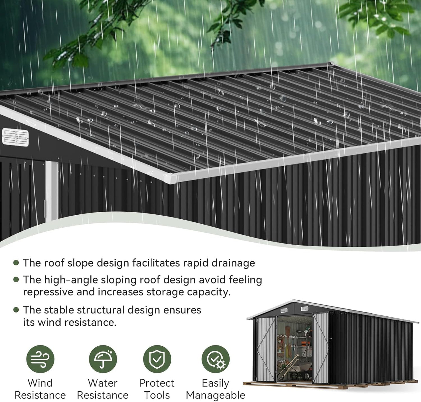 Metal Storage Shed House with Air Vent