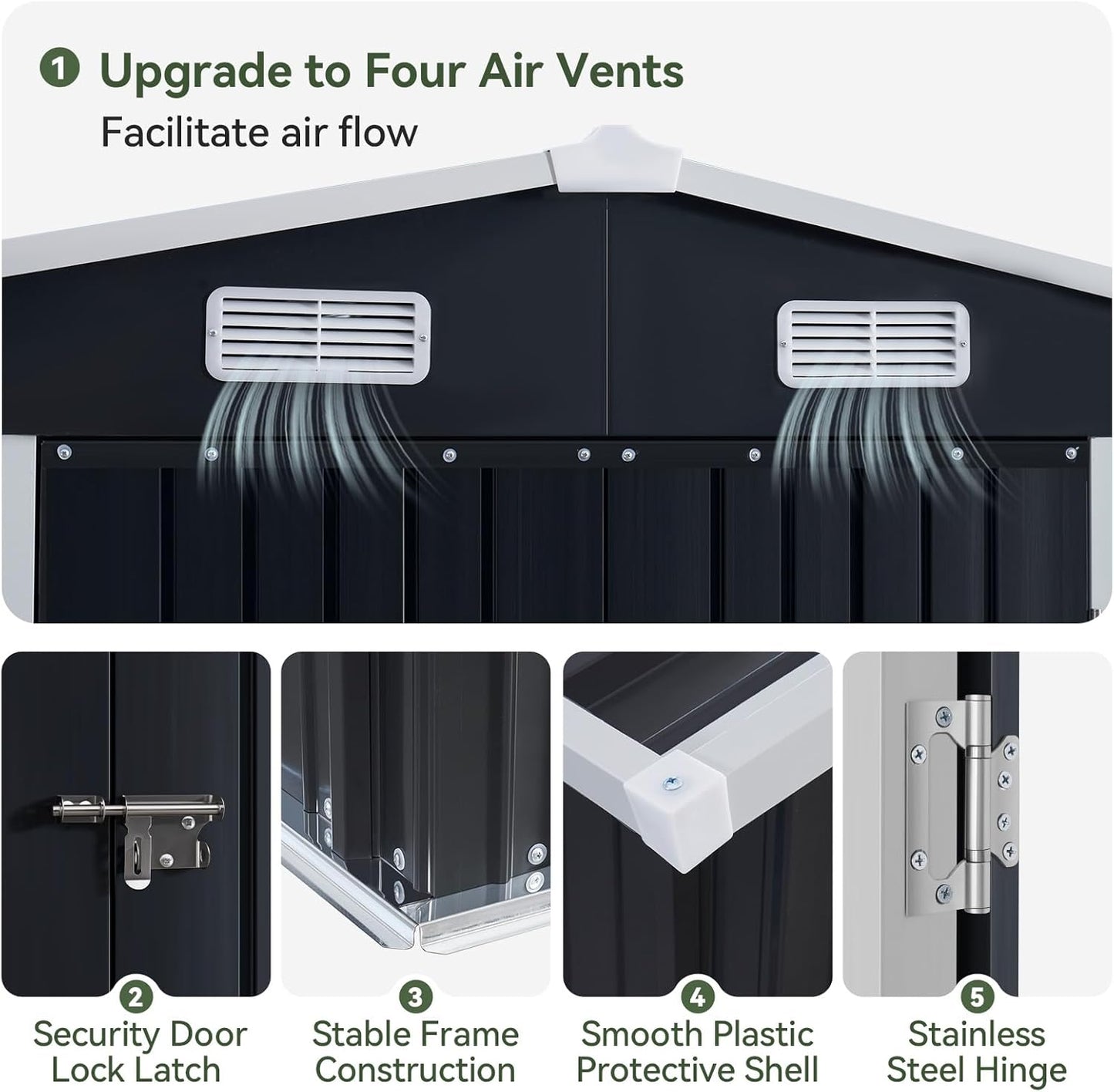 Metal Storage Shed House with Air Vent