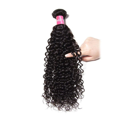 Peruvian Curly Hair 3 Bundles with Lace Frontal Closure- Hair