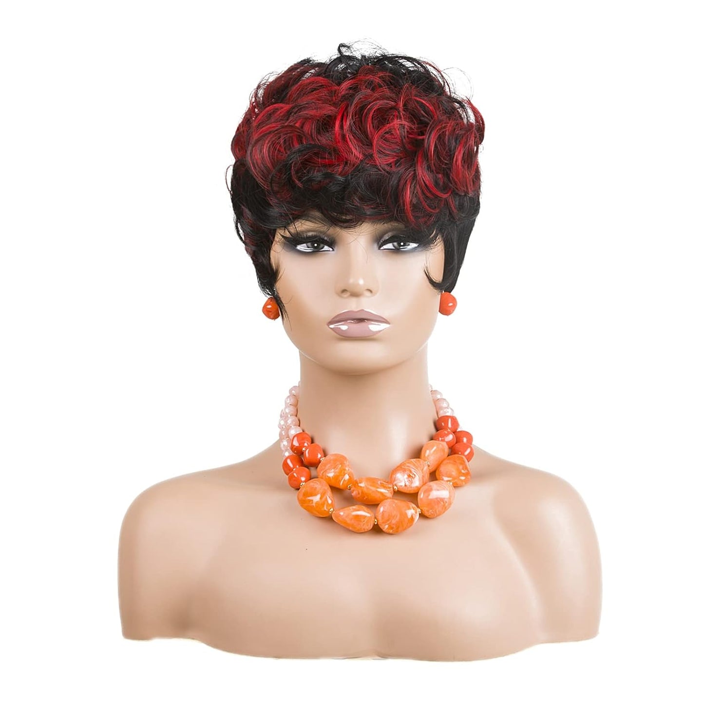 Gray Pixie Cut Wig With Bangs for Black Women - Short Curly Natural Wavy Fluffy Style (Grey)