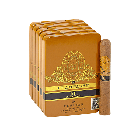 Perdomo Reserve 10th Anniversary Connecticut champagne Puritos Box