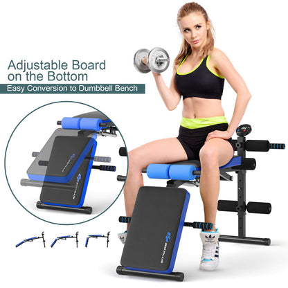 6 in 1 Adjustable Sit Up Bench, Foldable Utility Weight Bench