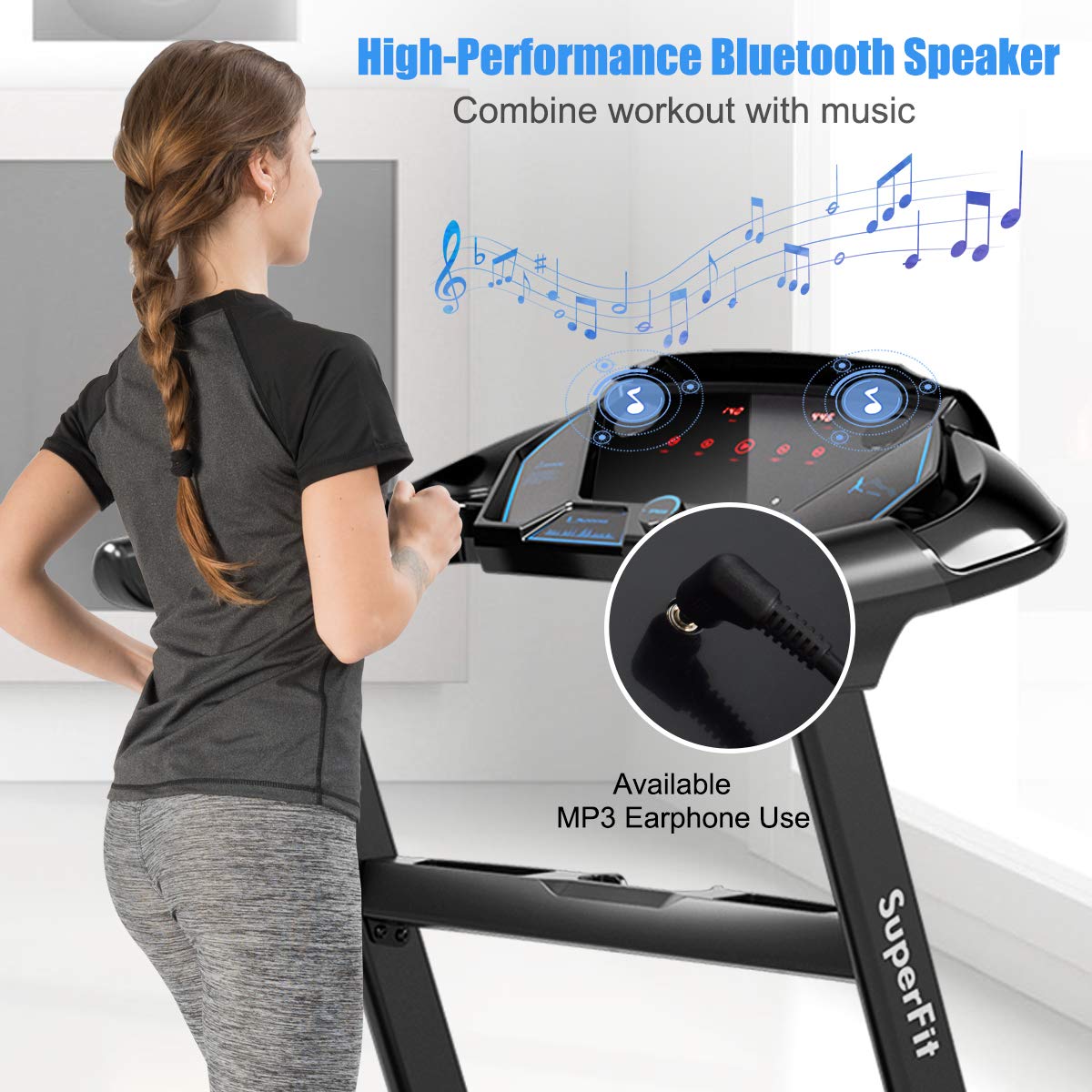 Folding Treadmill, Superfit Electric Portable Treadmill