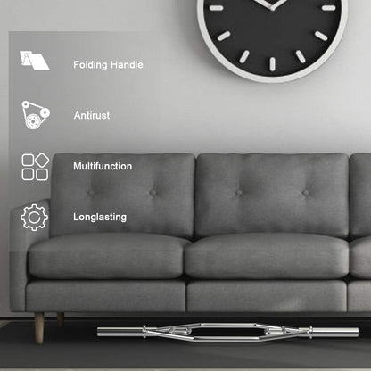 56 Olympic Hex Bar, Foldable Barbell Trap Bar with Knurled Handles