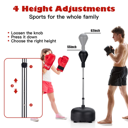 Goplus Punching Bag with Stand for Adults Kids, Freestanding Reflex Speed Bags with 55 x 62.5 Adjustable Height