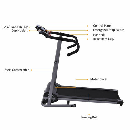 Electric Folding Treadmill with LCD Display and Heart Rate Sensor