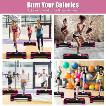 31 Aerobic Exercise Stepper Deck for Home Gym and Office (Black+Pink)