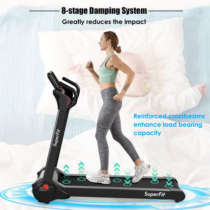 2.25HP Electric Folding Treadmill, Installation-Free Design with 8-Stage Damping System