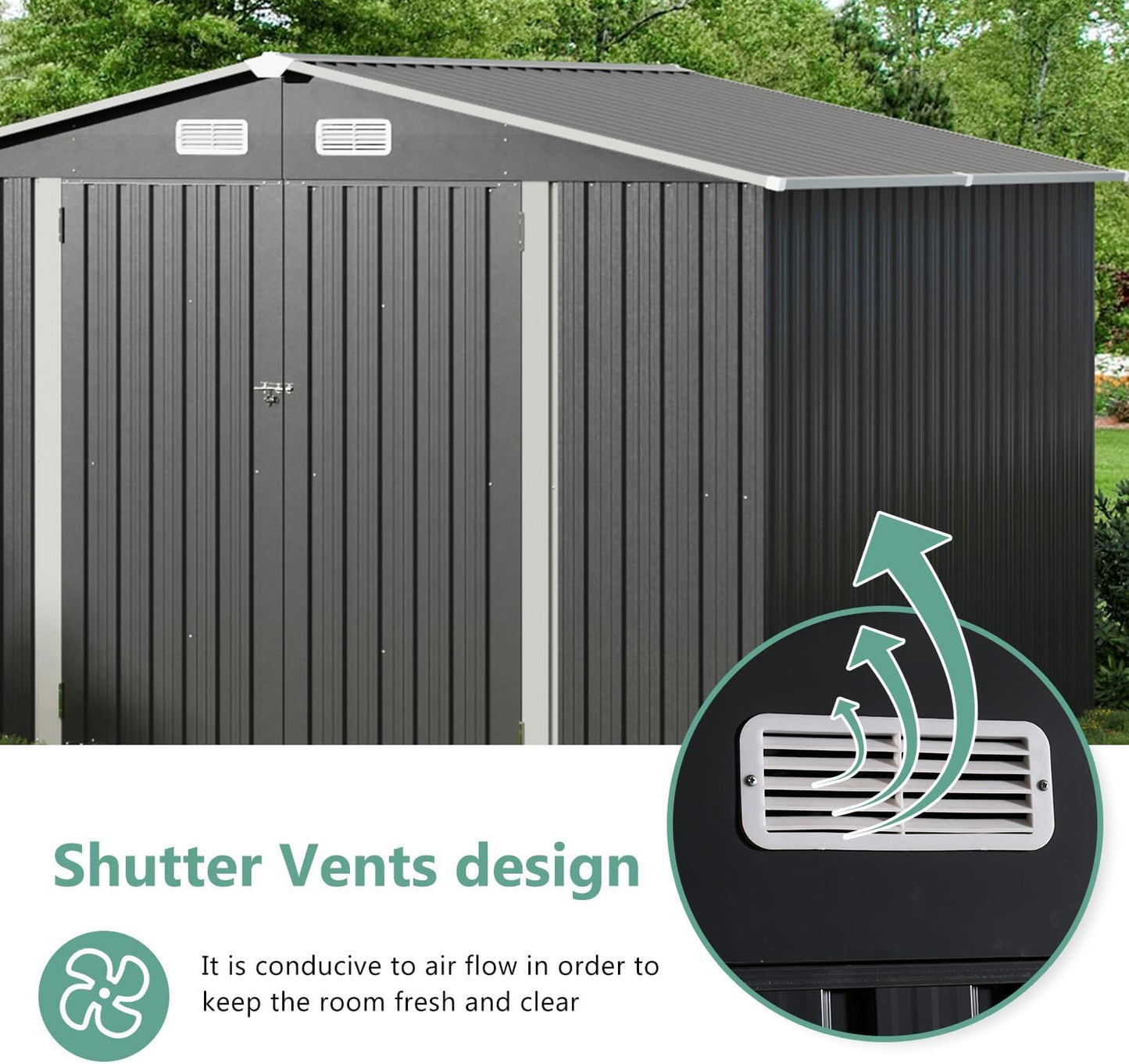 Metal Storage Shed House with Air Vent