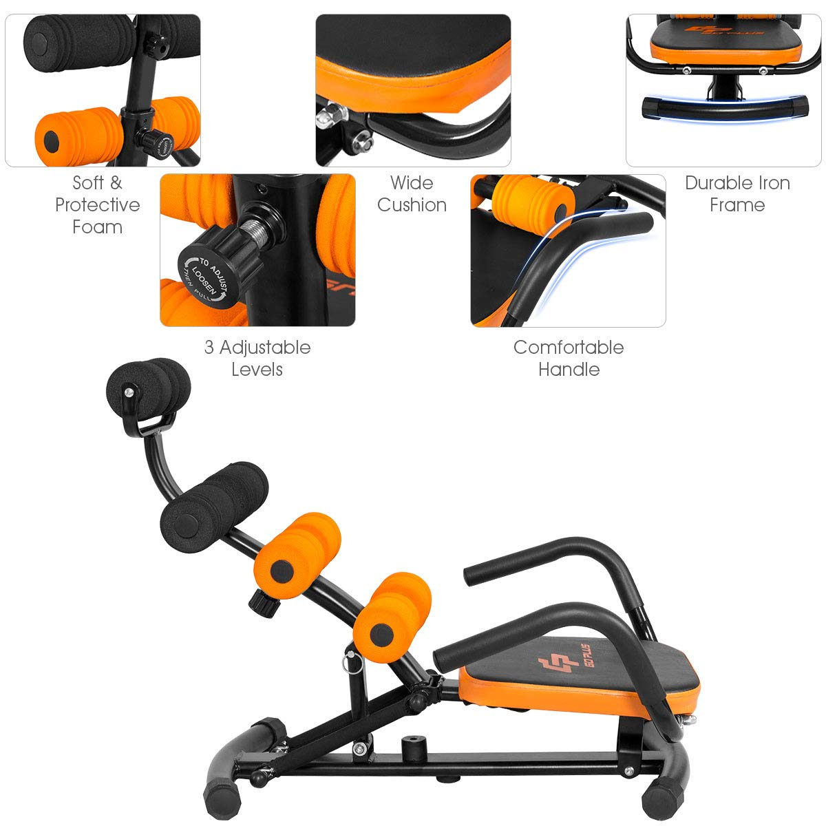 Goplus Core & Abdominal Trainers, Twister Trainer Ab Exercise Machine Height Adjustable
