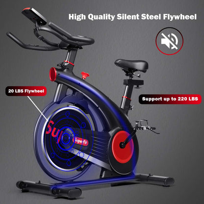 Indoor Cycling Bike, Silent Belt Drive Exercise Bike with Phone Holder
