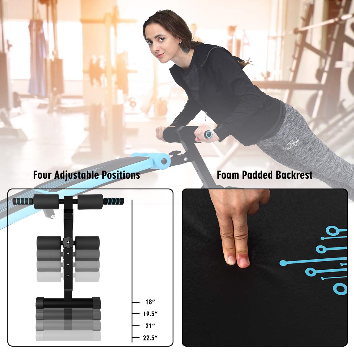 Sit Up Bench Adjustable, Foldable Abdominal Training Workout Slant Bench