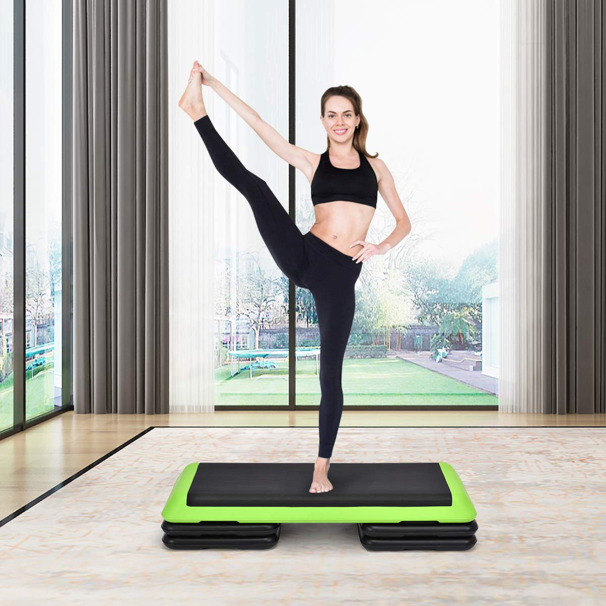 Goplus 43'' Adjustable Fitness Aerobic Step Stepper Platform 4 - 6 - 8 Non-Stick Surface