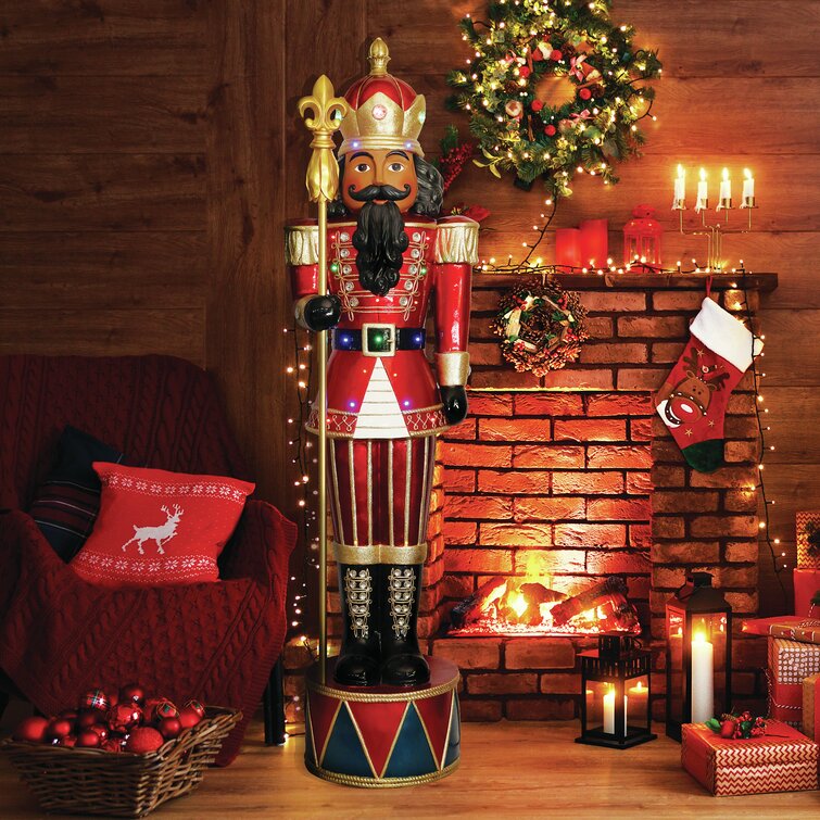 Jeweled African American Nutcracker Greeter with Staff and 22 LED Lights