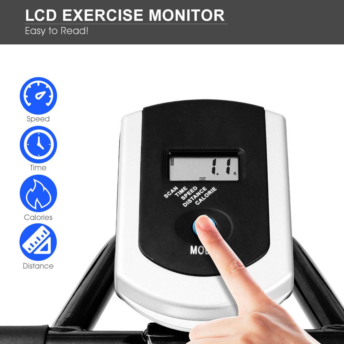 Indoor Cycling Bike, Stationary Bicycle with Flywheel and LCD Display