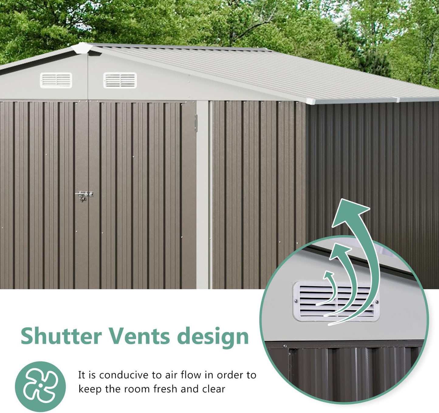 Metal Storage Shed House with Air Vent