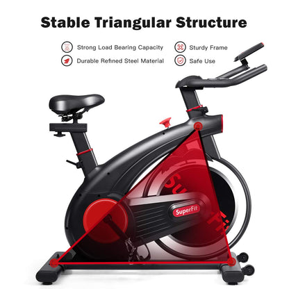 Indoor Cycling Bike, Silent Belt Drive Exercise Bike with Phone Holder