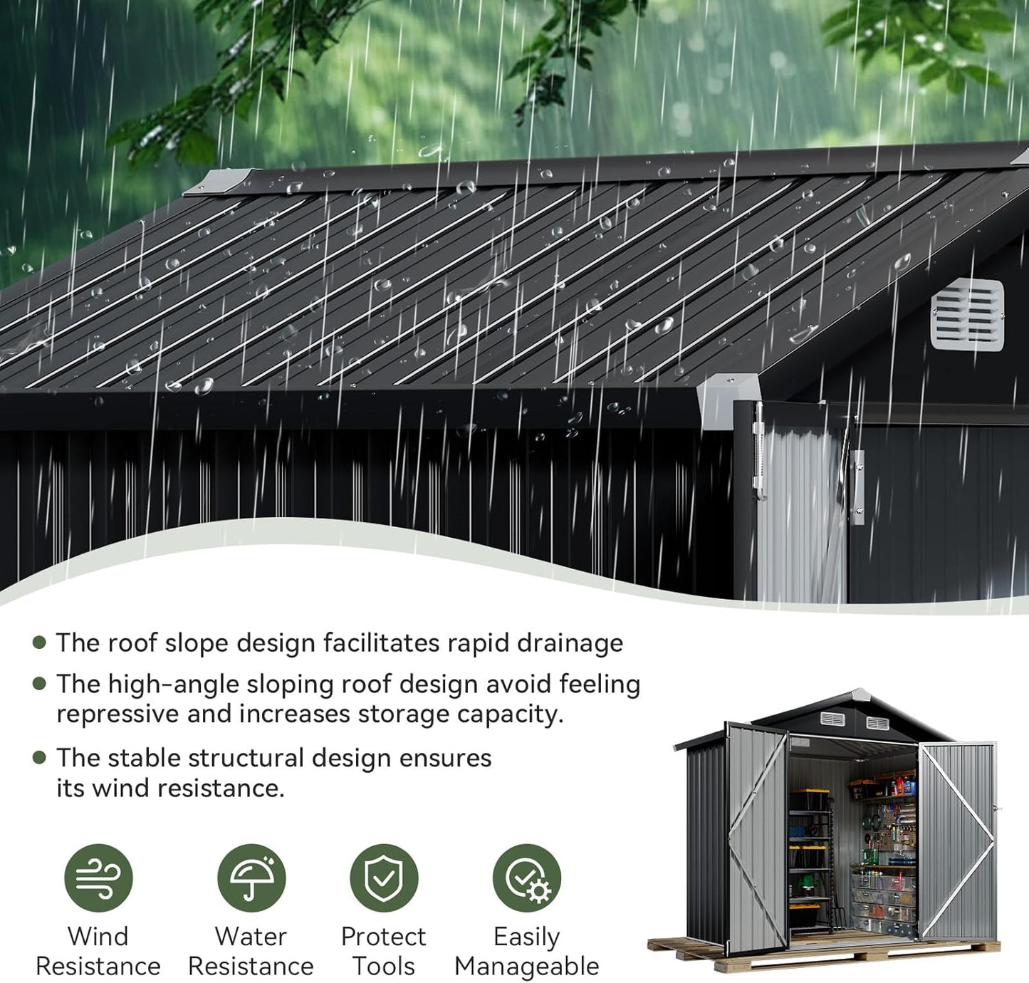 Metal Storage Shed House with Air Vent