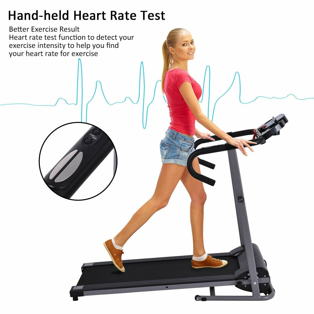 Electric Folding Treadmill with LCD Display and Heart Rate Sensor