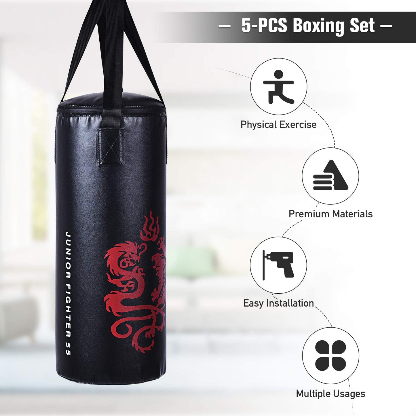 Punching Bag Set for Kids,Filled Heavy Kick Boxing with Gloves