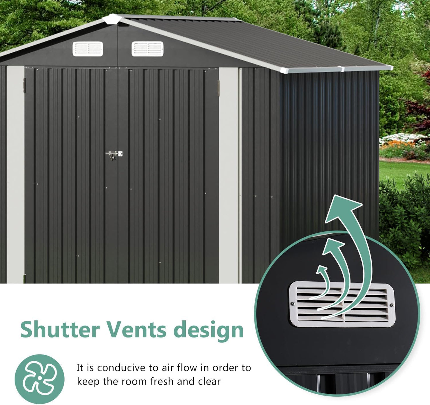 Metal Storage Shed House with Air Vent