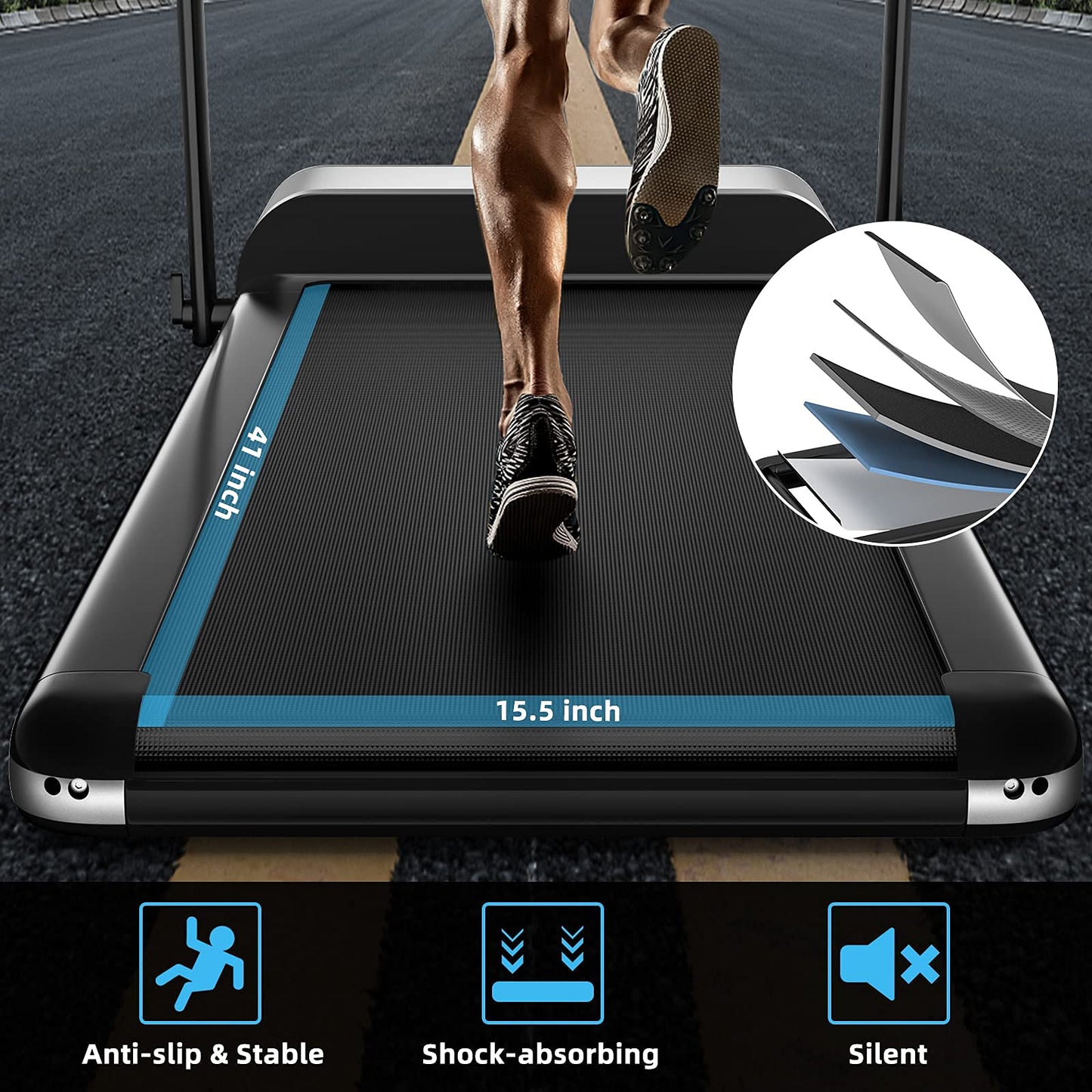 Ultra-Thin Electric Folding Treadmill, Installation-Free Design