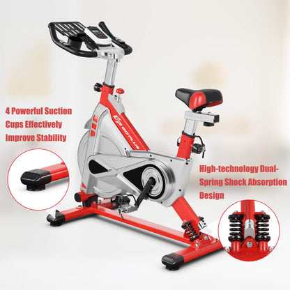 Adjustable Exercise Bike, Stationary Silent Bicycle with Dual-Spring Shock Absorption