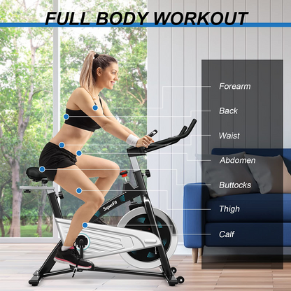 Goplus Magnetic Stationary Bike, Indoor Exercise Cycling Bike Smooth Belt Drive