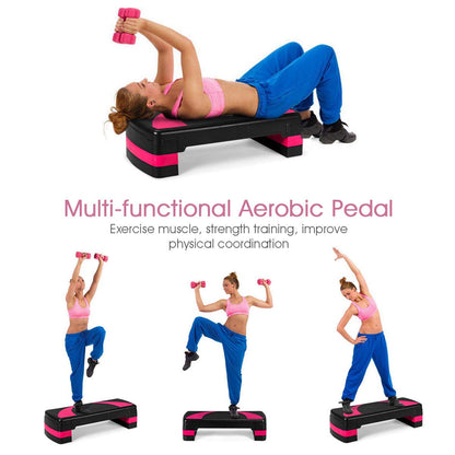 31 Aerobic Exercise Stepper Deck for Home Gym and Office (Black+Pink)