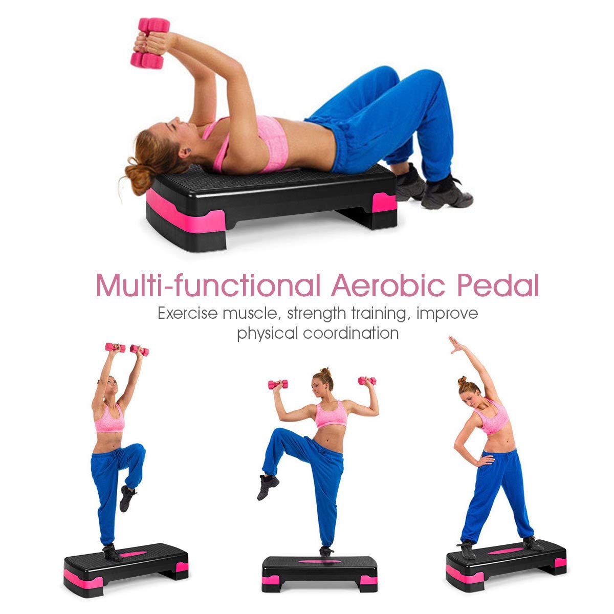 Step Platform, 26 Adjustable Aerobic Exercise Step Deck